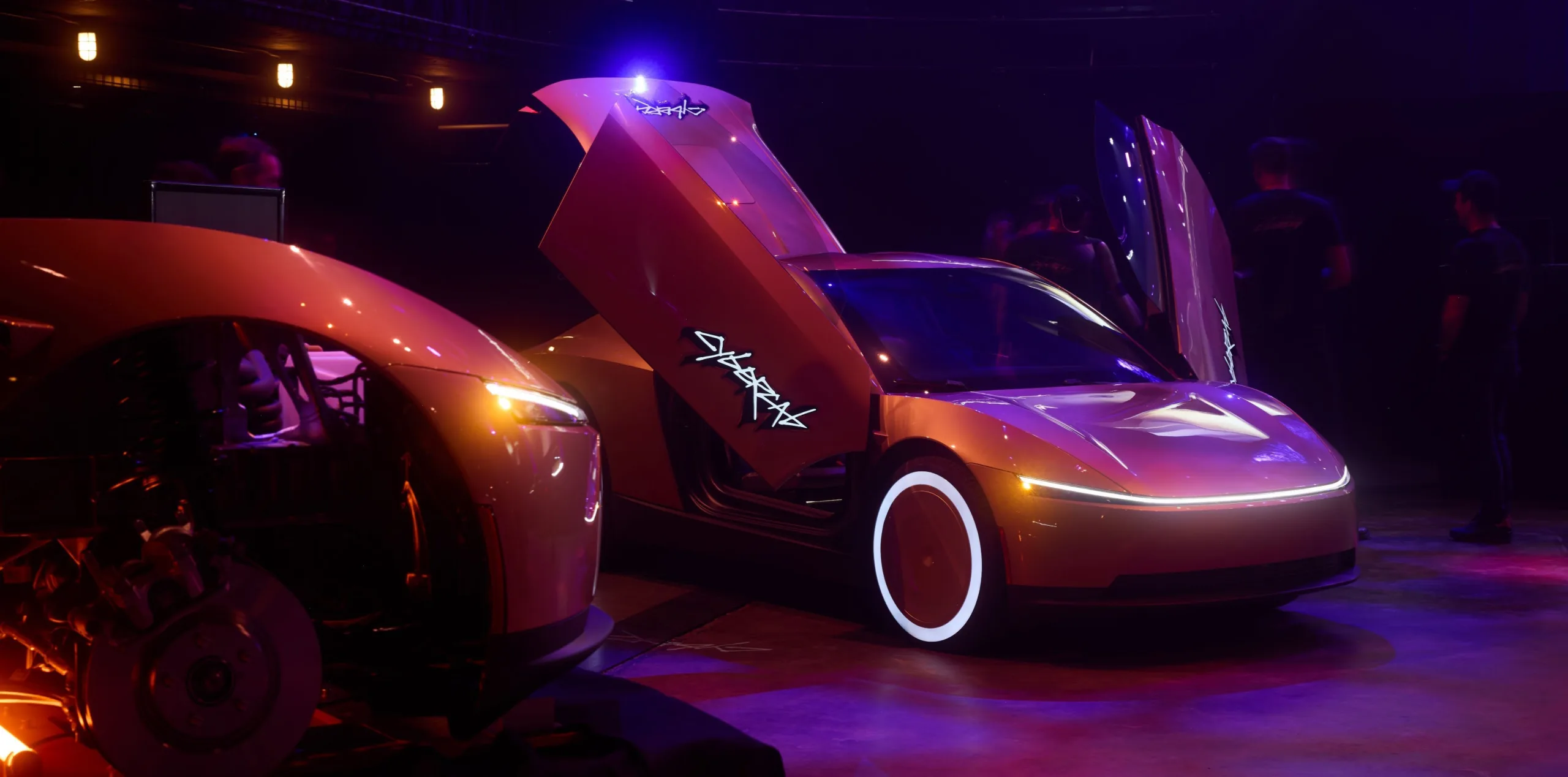 Cybercab con las puertas abiertas en una imagen publicada por Tesla