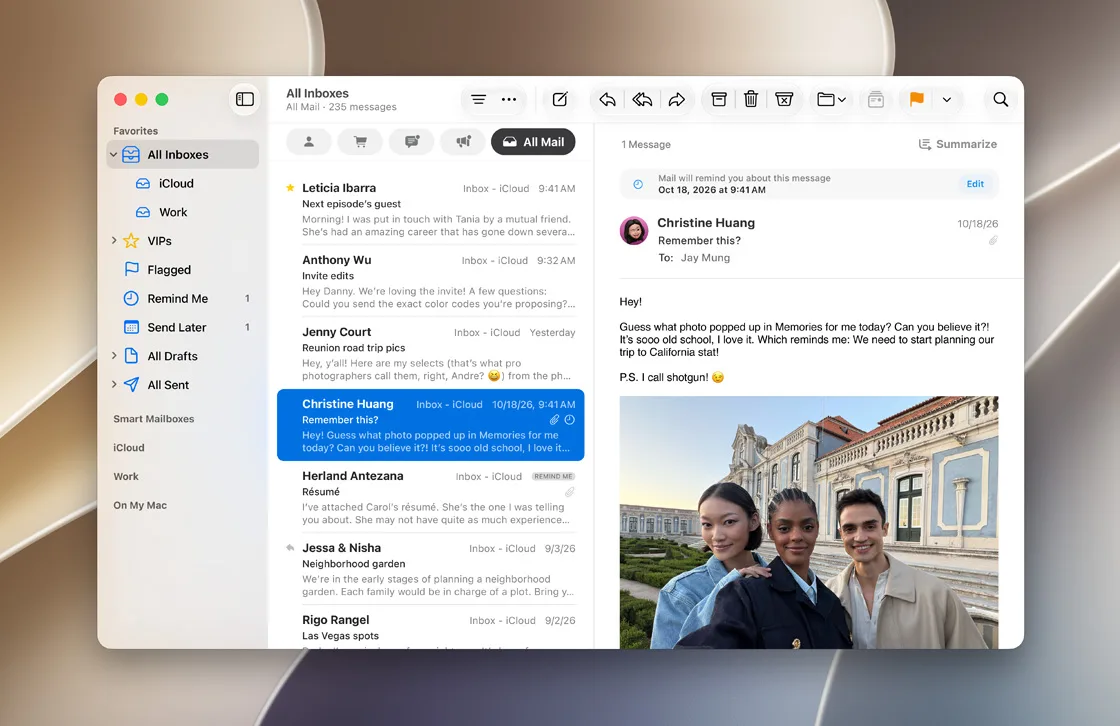 Interfaz de iCloud Mail mostrada por Apple
