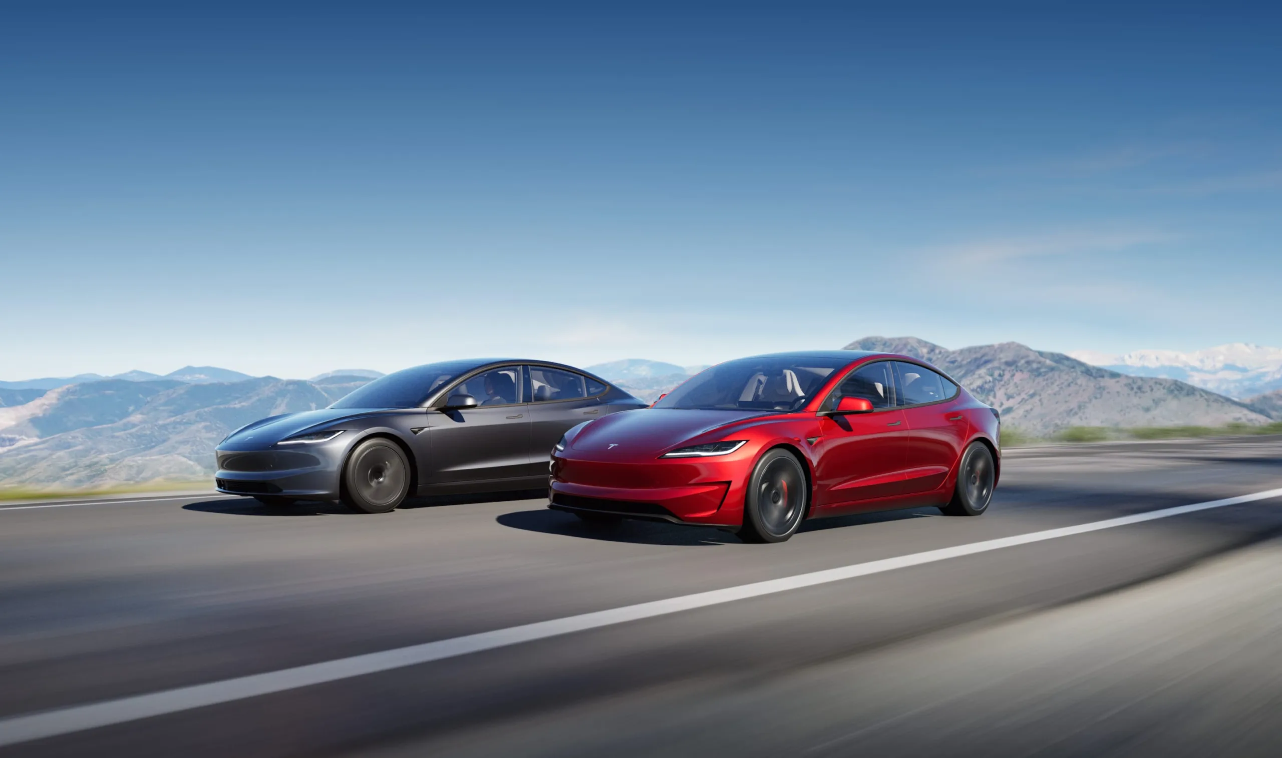 Tesla Model 3 en una carretera de montaña